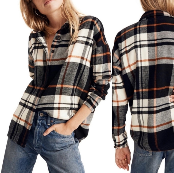Madewell Tops - MADEWELL Bromley Oversized Plaid Flannel Shirt NWT